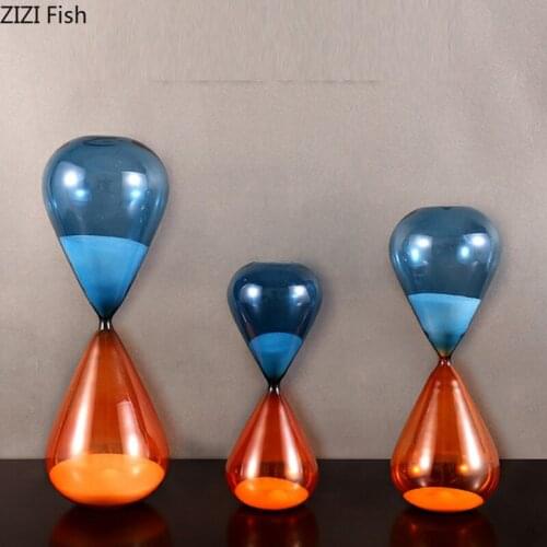 Creative Glass Hardware Hourglass Living Room Bookcase Office Desktop Decoration Color Rotating Hourglass Timer Home Decoration