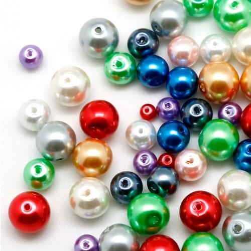 86-195PCS 4 6 8 10MM Glass Pearls round imitation pearl Beads for DIY Bracelet earrings choker charms necklace Jewelry findings