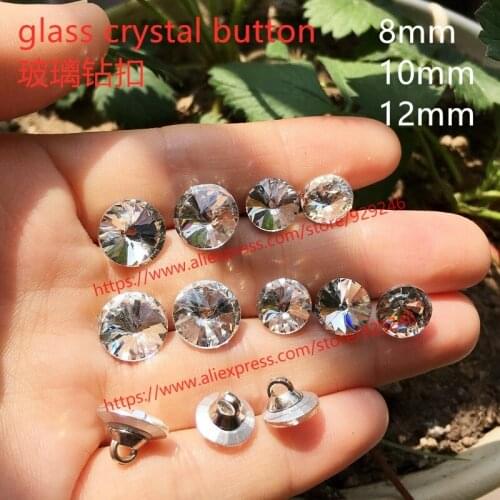 Small round glass crystal button for shirt dress decoration 10mm 12mm 8mm tiny decorative rhinestone button for garments
