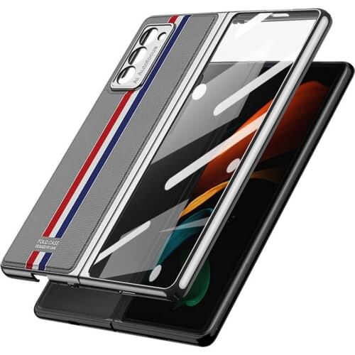 For Samsung Galaxy Z Fold 2 Phone Fashion Electroplating Glass Phone Protective Cover Shockproof Full Cover Phone Case Shell