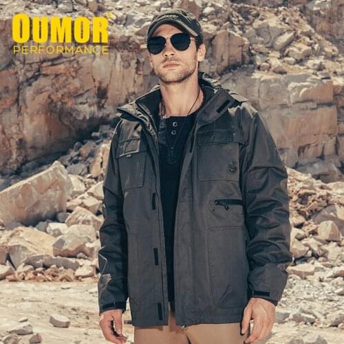 Oumor Men 2019 Winter New Long Waterproof Warm 2 In 1 Jacket Parkas Men Cotton Military Army Hooded Cargo Jacket Parkas Coat Men