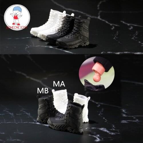 1/6 Male Soldier Figure Shoe Kings SK003 black white color high gang boot shoes for 12 inches Body model accessory