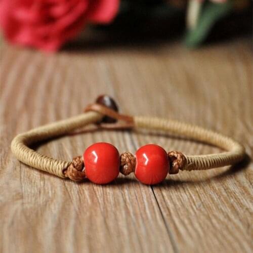 Men Bracelets Women Ceramic Beads Weave Rope Chain Cuff Bangle Wristbands Adjustable Fashion Charm Jewelry Accessories