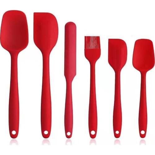 6 Pcs Silicone Spatula cooking tools Sets Spoon kitchen utensils Non Stick Silica Cake BBQ Heat Resistant Flexible Baking Tools