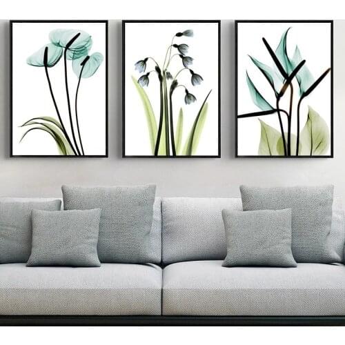 Wall Art Pictures Spring Green Plant Purple Lavender Leaves Flowers Poster Print for Living Room Home Decor Canvas Painting