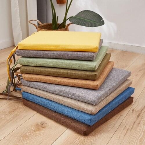 Office Long-Sitting Seat Cushion Cotton and Linen Chair Cushion Ground Student Household Thick Dining Chair Seat Stool Cushion