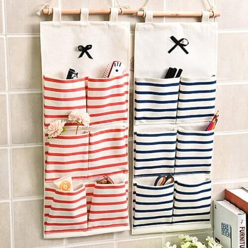 Hanging Organizer with Pockets Fabric Wall Mounted Sundries Storage Bag Waterproof Home Cloth Closet Organizing Bags