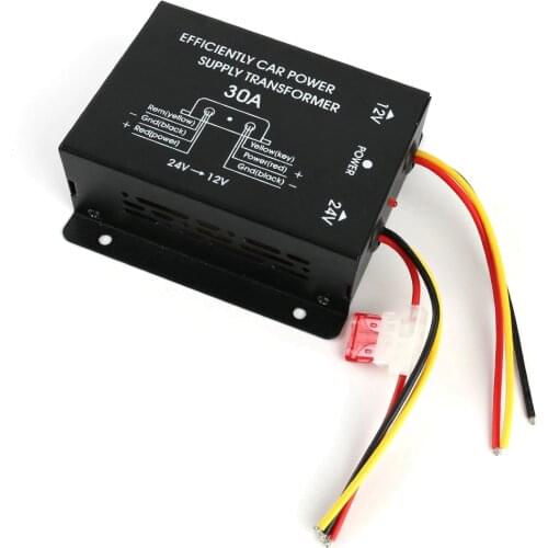 DC 24V To 12V 30A Car Power Supply Buck Transformer Converter Truck Bus DVD Audio Modification Efficient Vehicle Power Buck