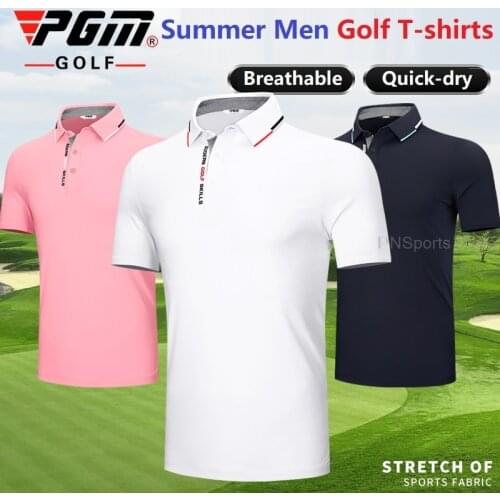 Pgm Short Sleeve Mens Golf Polo Shirt Quick Dry Golf Wear Male Breathable Sportswear Golf Clothing For Training 3 Colors