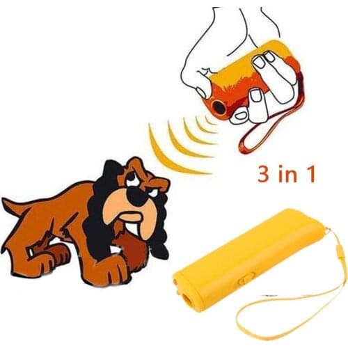 1PCS Pet Dog Repeller Anti Barking Stop Bark Training Device Trainer Ultrasonic 3 in 1 Anti Barking Ultrasonic Without Battery
