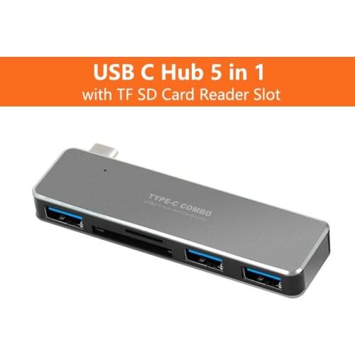 Type-C USB C Hub Thunderbolt 3 Adapter with TF SD Card Reader Slot Hub 3.0 Port for MacBook Pro/Air Multi-functionCard Reader