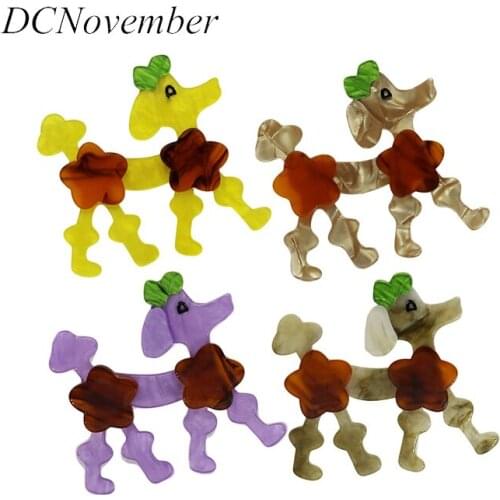 Vintage Poodle Brooches 4 Colors Environmental Acetate Fiber Brooch Pins Acrylic Fashion Dress Jewelry
