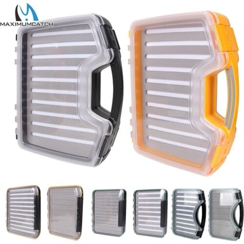 Maximumcatch Large Size Waterproof Fly Fishing Box Slit/Easy-Grip Foam Double-Side Fly Box Clear Lid Fishing Tackle Suitcase