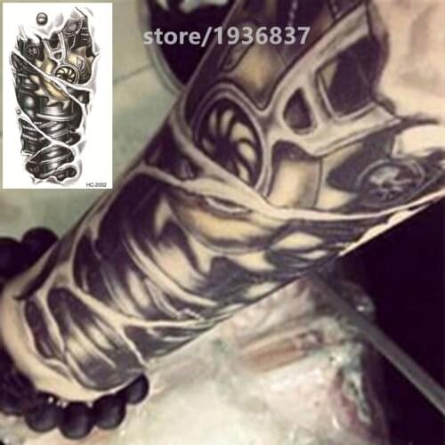 Nu-TATY Waterproof Temporary Tattoo Sticker 22 Set Strange Pattern Style Simulation 3D Metal And Steel Machinery Fish And Lotus