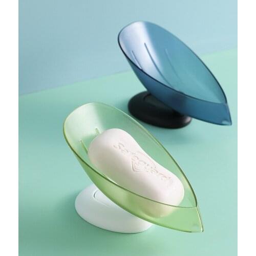 Leaf Shape Sucker Soap Box Drain Soap Dishes Holder Box Bathroom Shower Soap Holder Sponge Storage Plate Tray Bathroom Supplies