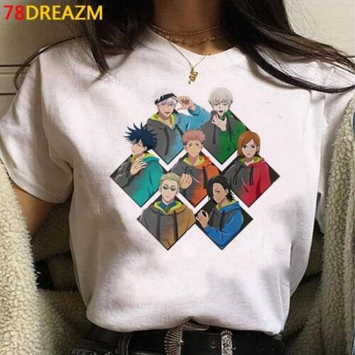 Jujutsu Kaisen Gojo Satoru Yuji Itadori t shirt male 2021 white t shirt japanese couple grunge clothes tshirt