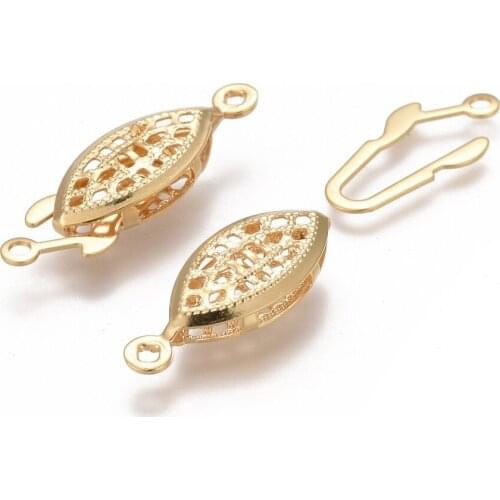 10 Sets 304 Stainless Steel Horse Eye Box Clasps Multi-Strand Clasps for Jewelry Making Findings Accessories 21.5x7x4mm