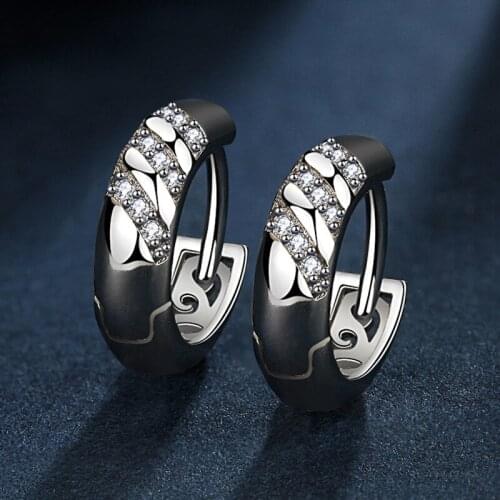 925 Sterling Silver Crystal Hoop Earrings For Women Fashion Female Silver Jewelry New Wedding Party Jewelry Gift kjflda