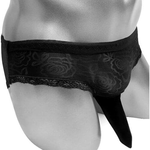 Floral Lace Sissy Underwear With Penis Pouch Sheath Mens Briefs Underwear Sissy Panties Sexy Lingerie Bottom Brief Low rise
