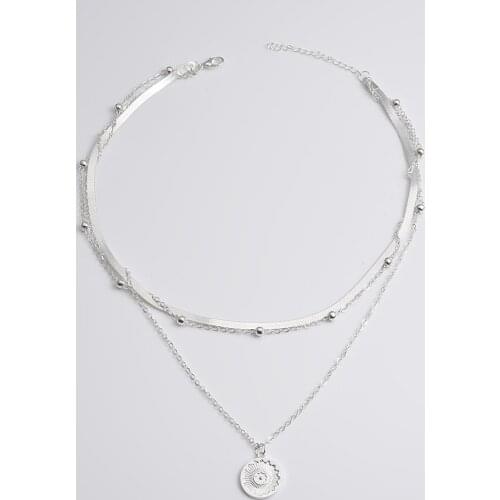 2020 NEW Lotus Necklaces Multi Layer Girl Silver Color bar Bohemia Alloy Necklace Multilayer Chain Women Collares Collier femme