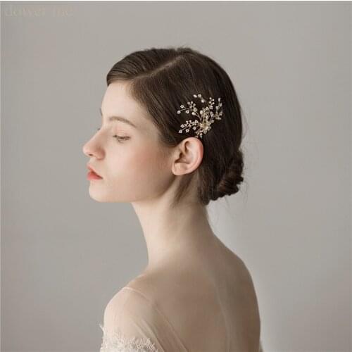 Gold Color Floral Hair Clip Bridal Hair Pins Pearls Wedding Jewelry Hair Accessories Women Boddy Pins