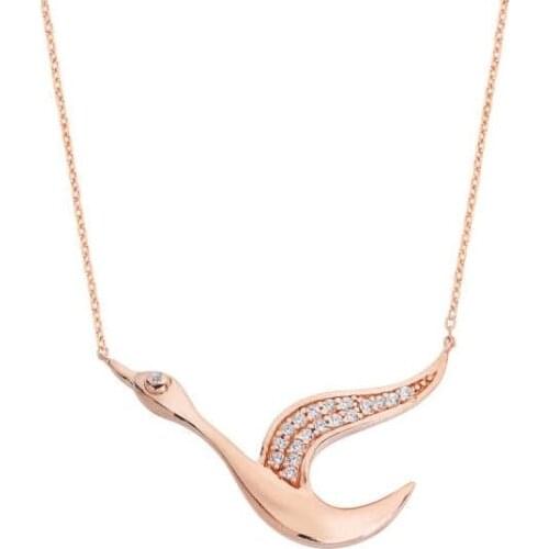 Gold Production Silver Crane Bird Silver Necklace