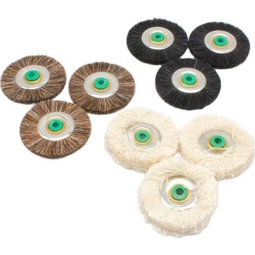 10pcs 48mm Iron Hub Jewelry Polishing Brush Pig Hair Horse Hair Cotton Buffing Wheel Handmade Jeweler Tools Diy Craft