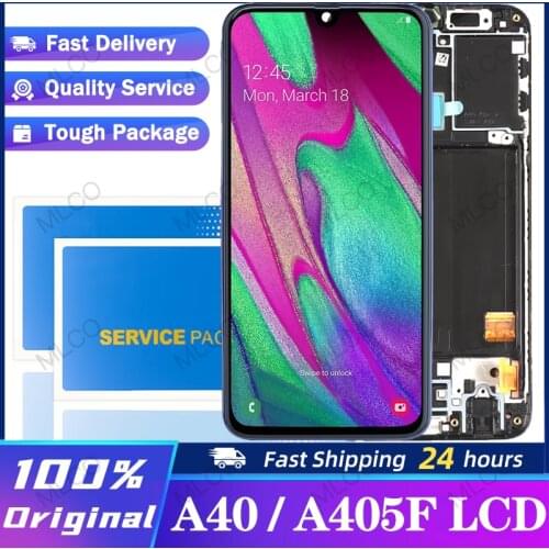 100% Super AMOLED Display with frame for Samsung A40 A405F LCD display touch Screen Digitizer Assembly Repair parts