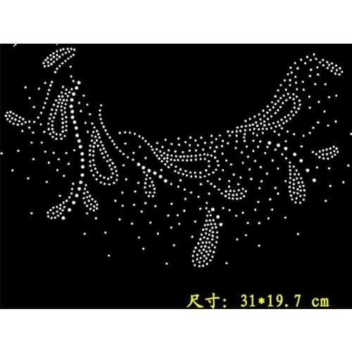2pc/lot Neckline iron on rhinestone transfer designs iron rhinestone transfer rhinestones fix design stone patches