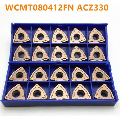 20PCS milling tool WCMT080412FN ACZ330 high quality carbide tool metal turning tool WCMT080412 CNC parts milling cutter blade
