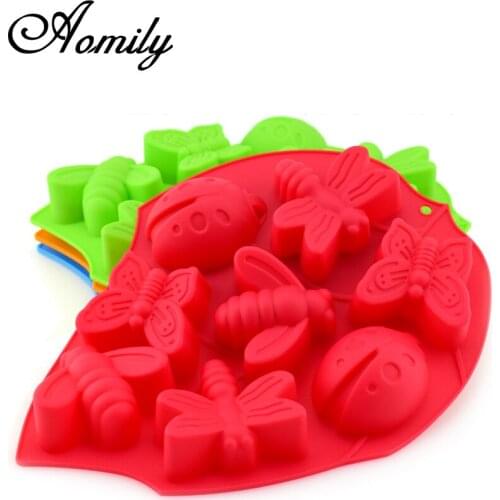 Aomily 8 Holes Insect Beetle Silicone Mold DIY Fondant Molds Chocolate Candy Moulds Cake Molds Baking Tool Cake Decorating Tools