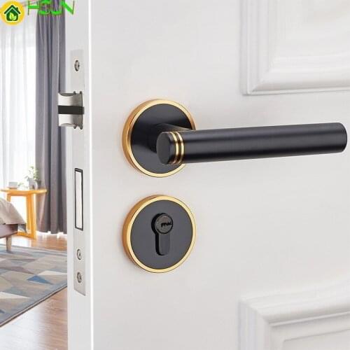 Bedroom Mute Lock New Chinese Style Wooden Doors Lock Northern Europe Continuous System Concise Doorknob Hand Door Lock Have