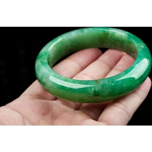 Send Certificate Natural Burmese Jade Two-color 54-64mm Green Bracelet Elegant Princess Fashion Jewelry Send Mom to Girlfriend