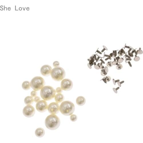 Chzimade 400pcs Round White Pearl Rivet Studs Spikes For Clothing Leather Decoration