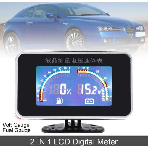 New 8-30V 2 In 1 ABS Plastic LCD Digital Volt Gauge+ Fuel Gauge with LCD Color Screen Car Accessories Fit for Car / Truck