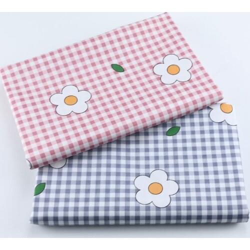 Floral Plaid 100% Cotton Child Fabric Handmade Cloth, DIY Textile Tissue Quilting Sleeping Bag Sewing Fabric For Baby