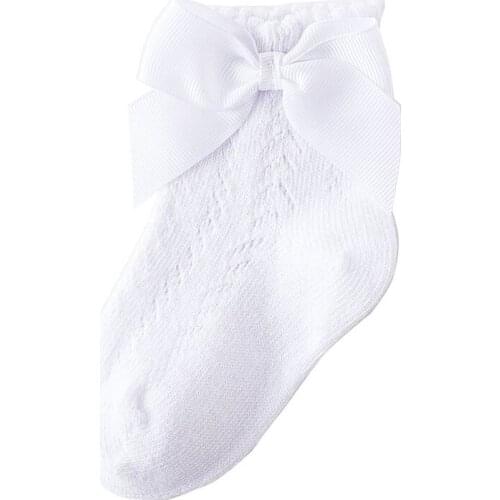 Baby Cute White Princess Socks Bebe Kids Soft Mesh Bow Lolita Socks Children Summer Solid Socks Spanish Stockings for Girls 0-5Y