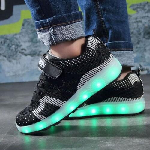 Kids Light Up Shoes for Kids Boys Glowing Sneakers for Boy&Girl USB Charging Illuminated Krasovki Luminous Sneakers LED Shoes