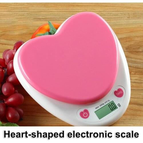 3kg/0.1g Digital Scale Easy to Use Nice-looking ABS Heart-shaped Kitchen Electronic Cooking Baking Scale for Home