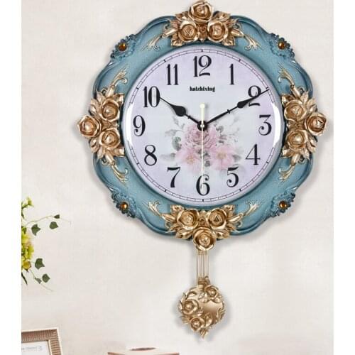 European style creative fashion wall clock living room mute art decoration clock home modern light luxury clock wall watch