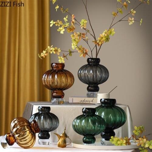 Lantern Shape Glass Vases Transparent Hydroponics Vase Modern Decor Simplicity Floral Flower Arrangement Living Room Decoration