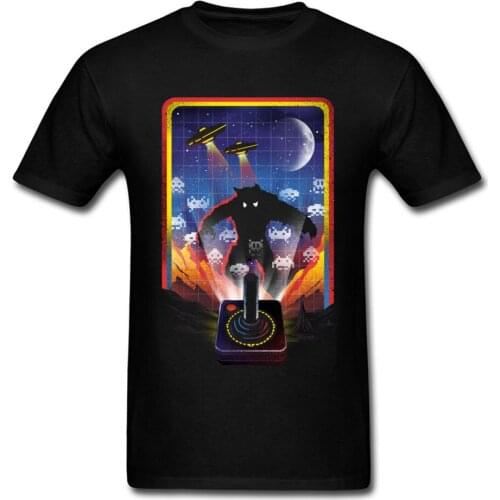 Beaten Final T-shirt For Men T Shirt Nostalgic Gaming Black Tops Hip Hop Tee 80s Clothing Cotton UFO Tshirt