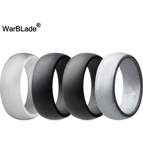 4pcs/set 8mm 6-12 Size Food Grade FDA Silicone Ring Hypoallergenic Crossfit Flexible 100% Silicone Finger Rings For Men Women