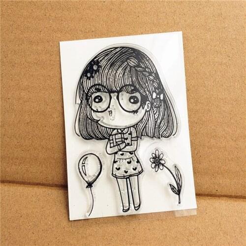 Hot selling Balloon girl alphabet transparent clear stamp / silicone seal roller stamp DIY scrapbook album / card production