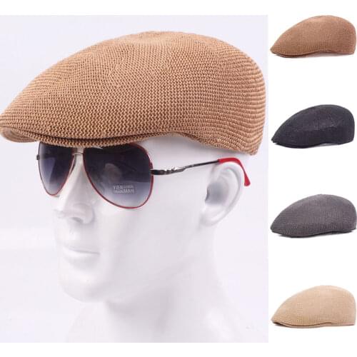 Summer Sun Mesh Beret Cap Breathable Berets Pure Color Chapeau Sun Prevent Hats Unisex Men Women Newsboy Golf Flat Peaked Hat