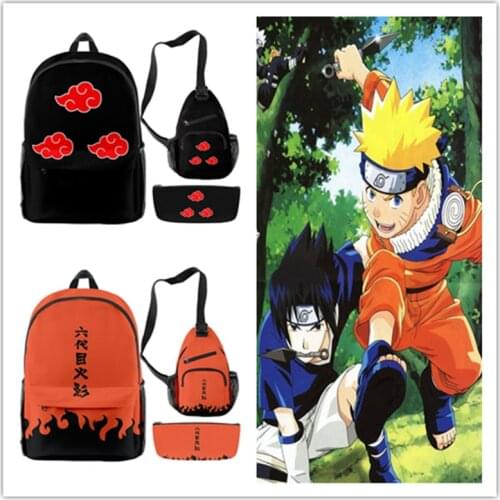 Japan Anime ninja Backpack 3 Piece Set 3D Printed Oxford Waterproof Large Capacity cosplay Teenager Boys Girls Scholol Bag