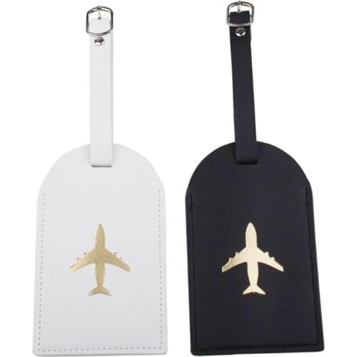 Leather Luggage ID Tag Black/ White Stylish One Size Luggage Bag Tags