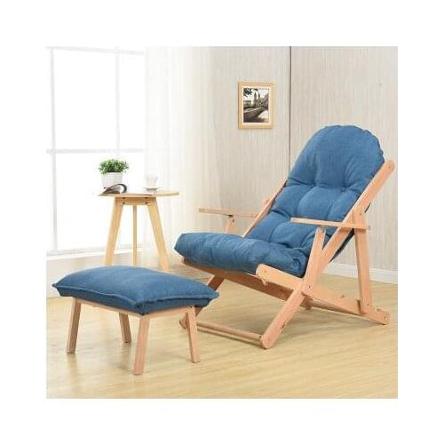 Balcony reclining chair. Real wood cloth art sofa folding. Office lazy person casual Japanese beach chair..05