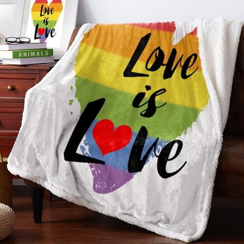 Lgbt Pride Rainbow Love Thick Blankets For Home Beds Bedspread Plush Fleece Blankets and Throws Winter Adult Kid Bed Cover
