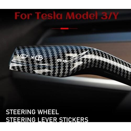For Tesla Model 3 matte black Carbon fiber patch decoration Steering wheel steering lever Model Y wiper controller ABS Plastic